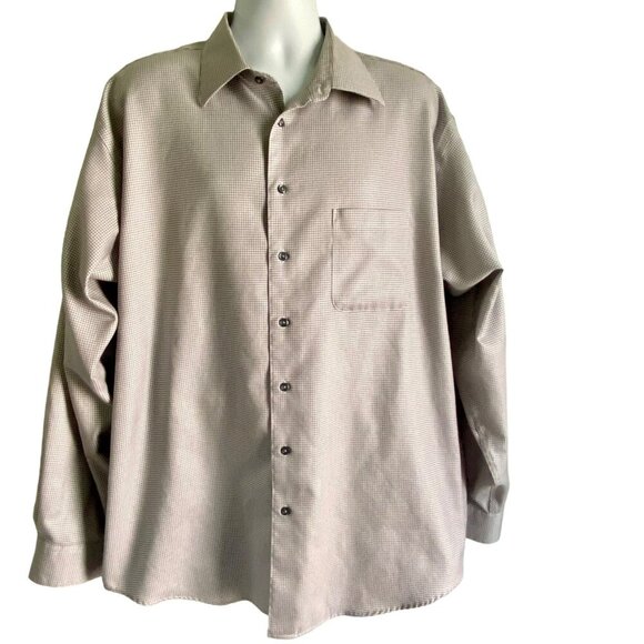 Pronto Uomo Non Iron Button Down Long Sleeve Men's Shirt Grey Cotton Size 2XLT - Picture 2 of 9